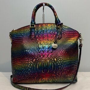 Brahmin Large Duxbury Satchel Technicolor Melbourne Embossed Leather Crossbody